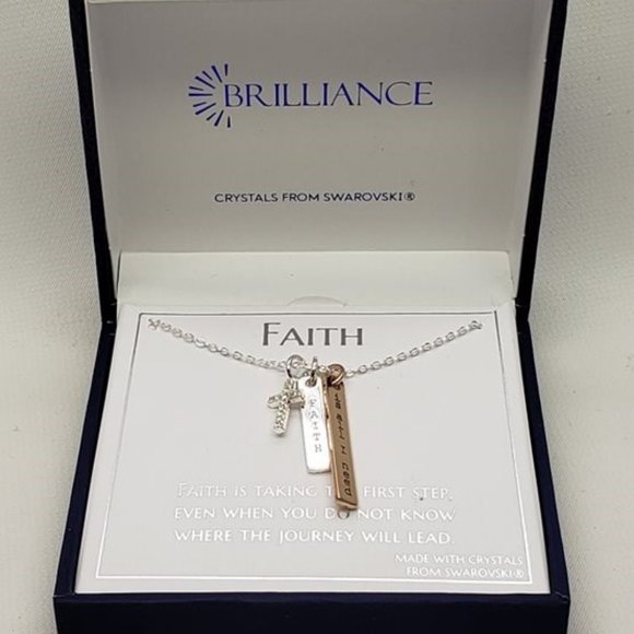 New Brilliance "Faith" Silver Necklace - Picture 1 of 4